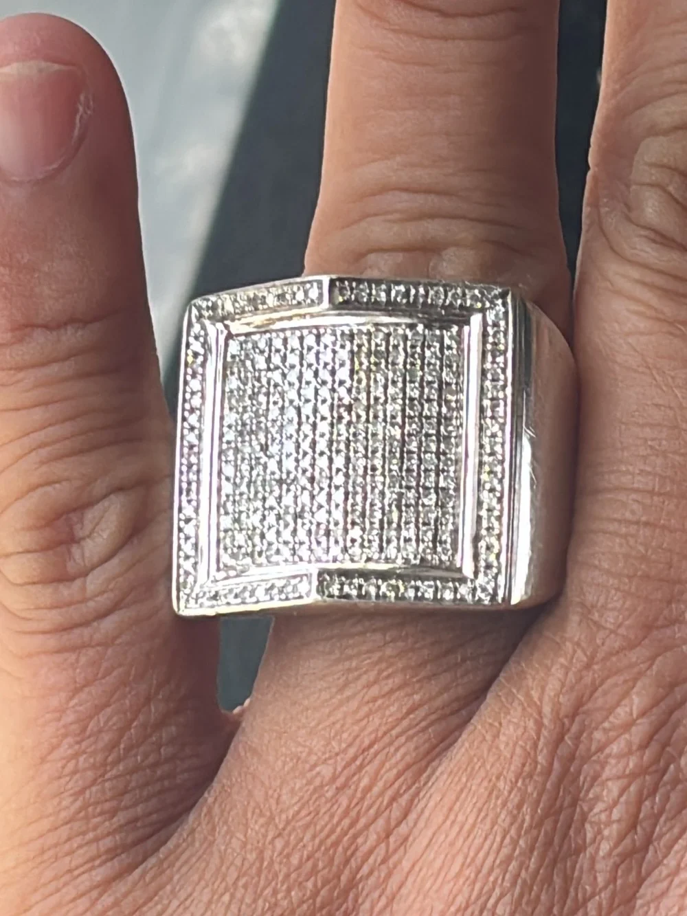 Sterling Silver with Pave Diamond Ring Statement Ring